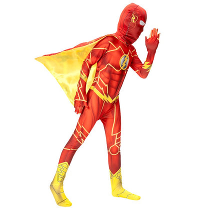 Flash Adult Children Cosplay Costumes Superhero Jumpsuit Including Headgear Halloween carnival Dressing Up