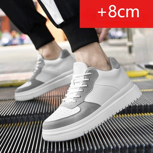 New Height Increasing Shoes for Men 10cm Invisible Elevator Sneakers White Leathe Sport Zapatillas De Hombre Big Size 46