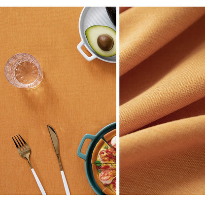 Large Round Tablecloth Solid Color Cotton Linen Waterproof Table Cloth Oil-Proof Table Cover for Kitchen Garden Restaurant
