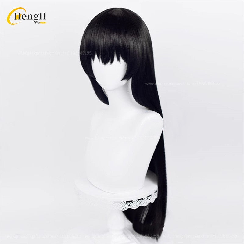 In Stock Synthetic Anime Yor Forger Cosplay Wig Long 80cm Black Straight Hair Yor Briar Heat Resistant Hair Halloween Party Wigs