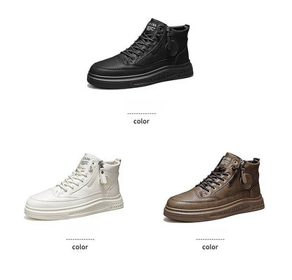 Leather Men Ankle Boots Fashion comfortable Men Sneakers Luxury British style High Top Shoes Men Platform Casual Shoes 2025 New