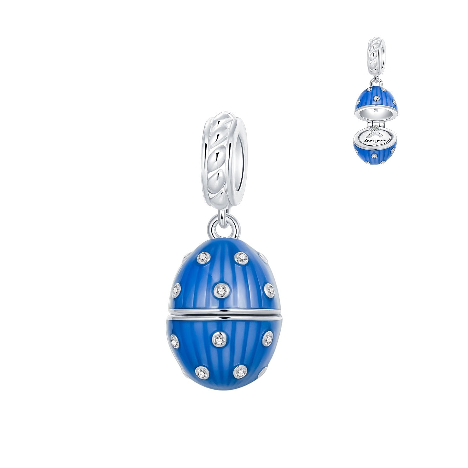 925 Sterling Silver Can Be Opened Pandant Easter Egg Charms Beads Fit Original Bracelet Making Fine Jewelry Women DIY Gift