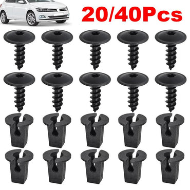 20/40pcs Auto Mudguard Lining Snap Screws for Volkswagen AUDI Engine Cover Undertray Splashguard Wheel Fastener Clips Bolt