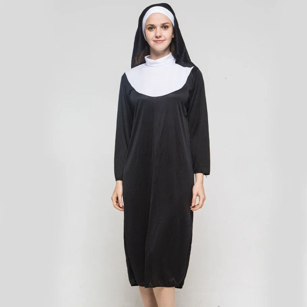 Higih Quality Adult Size Father's Clothing Virgin Mary Black Cosplay Costume Priest Role Nun Costume Cosplay Events