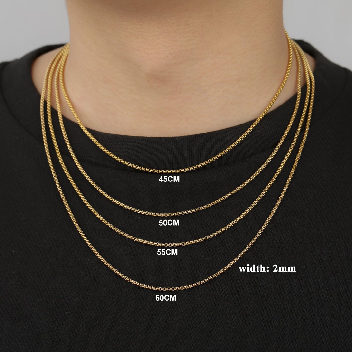 Colar Corrente Longa Skyrim Fashion Aço Inoxidável Punk Básico 2-7mm de Espessura Joia de Presente para Homens Mulheres Atacado