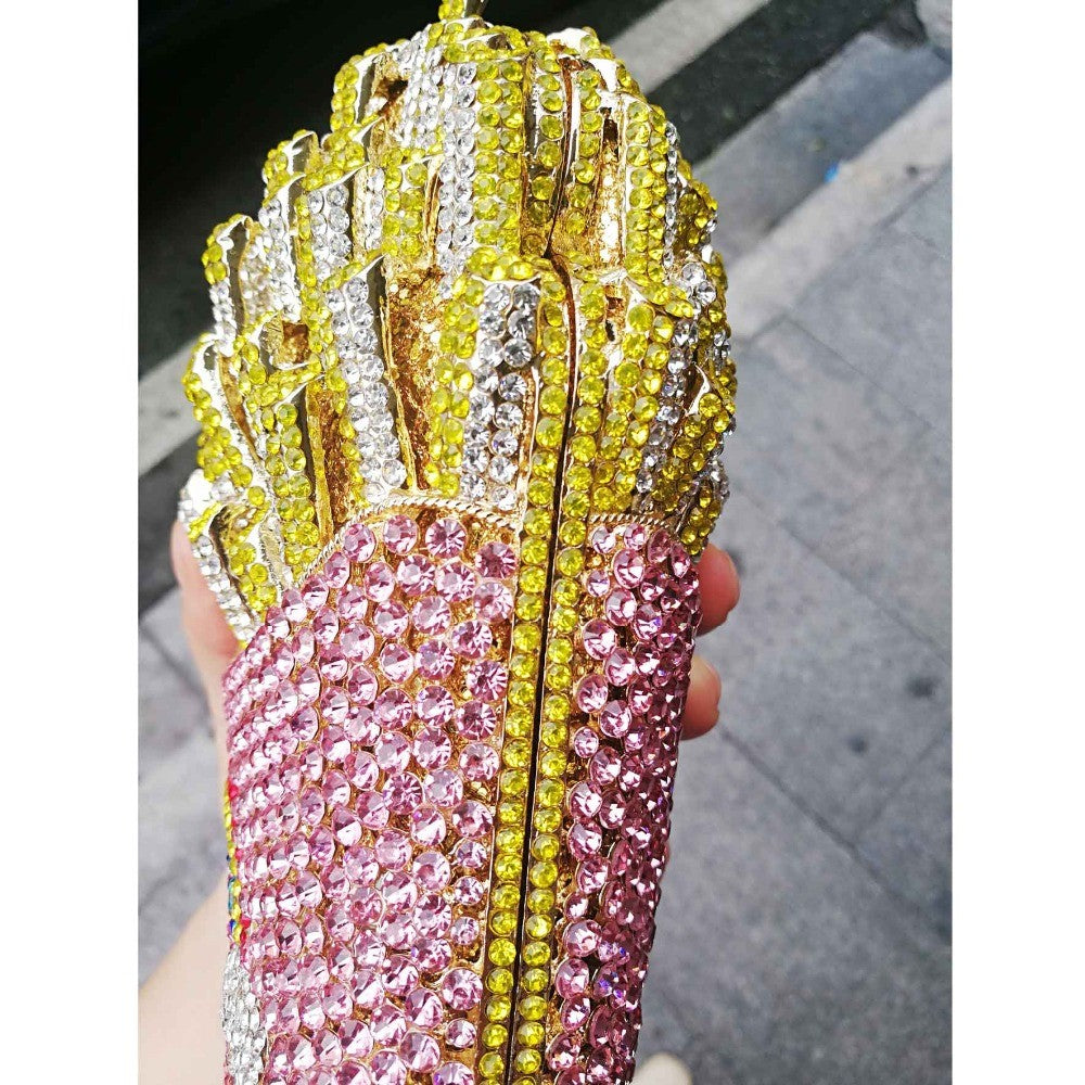 Chips Diamond Women Clutches Bags Lady Evening Clutch Bags Dinner Purse Party Handbag Crystal Evening Pink Yellow Bag SC798