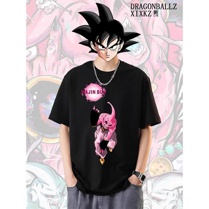 Anime Cartoon Printed Dragon Ball T-shirt Magic Man Buou New Cotton Short-sleeved Men's and Women's Cosplay Clothing