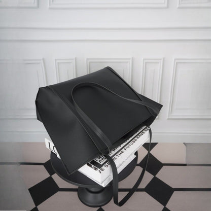 Women's Large Capacity Lightweight Tote Bag Elegant Black Synthetic Shoulder Bag, Spacious Work Travel Handbag for Everyday Use