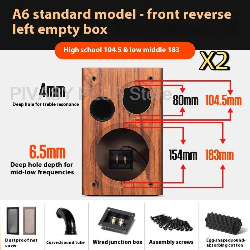 6.5 Inch Speaker Cabinet 18mm MDF Empty Sound Box DIY Enclosure Front Rear Port Speaker Accessories For Home Theater DJ Studio