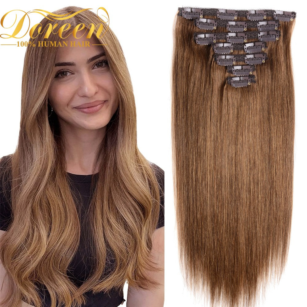 Doreen 160G 200G 240G Série Volume Cabelo Humano Liso Remy Brasileiro Com Tic Tac Extensões de Cabelo Cabeça Inteira 10 Peças 40 a 60 Centímetros