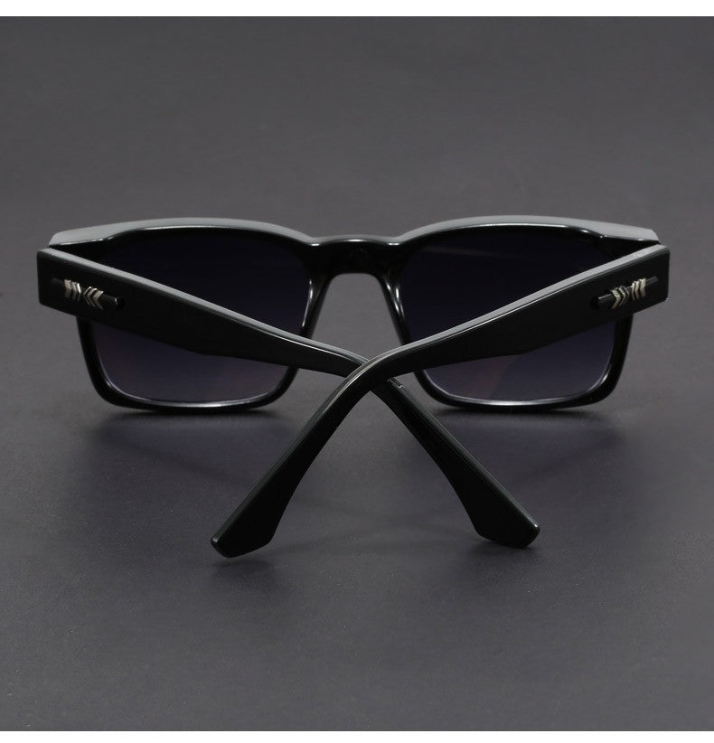 Fashionable Retro Square Black and Leopard Print Full Frame Anti-Uv Sunglasses for Men Japanese Simple Literary Style Shades