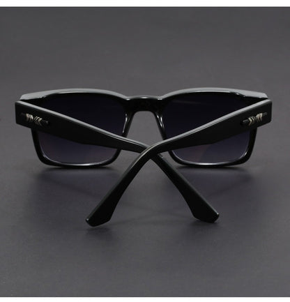 Fashionable Retro Square Black and Leopard Print Full Frame Anti-Uv Sunglasses for Men Japanese Simple Literary Style Shades