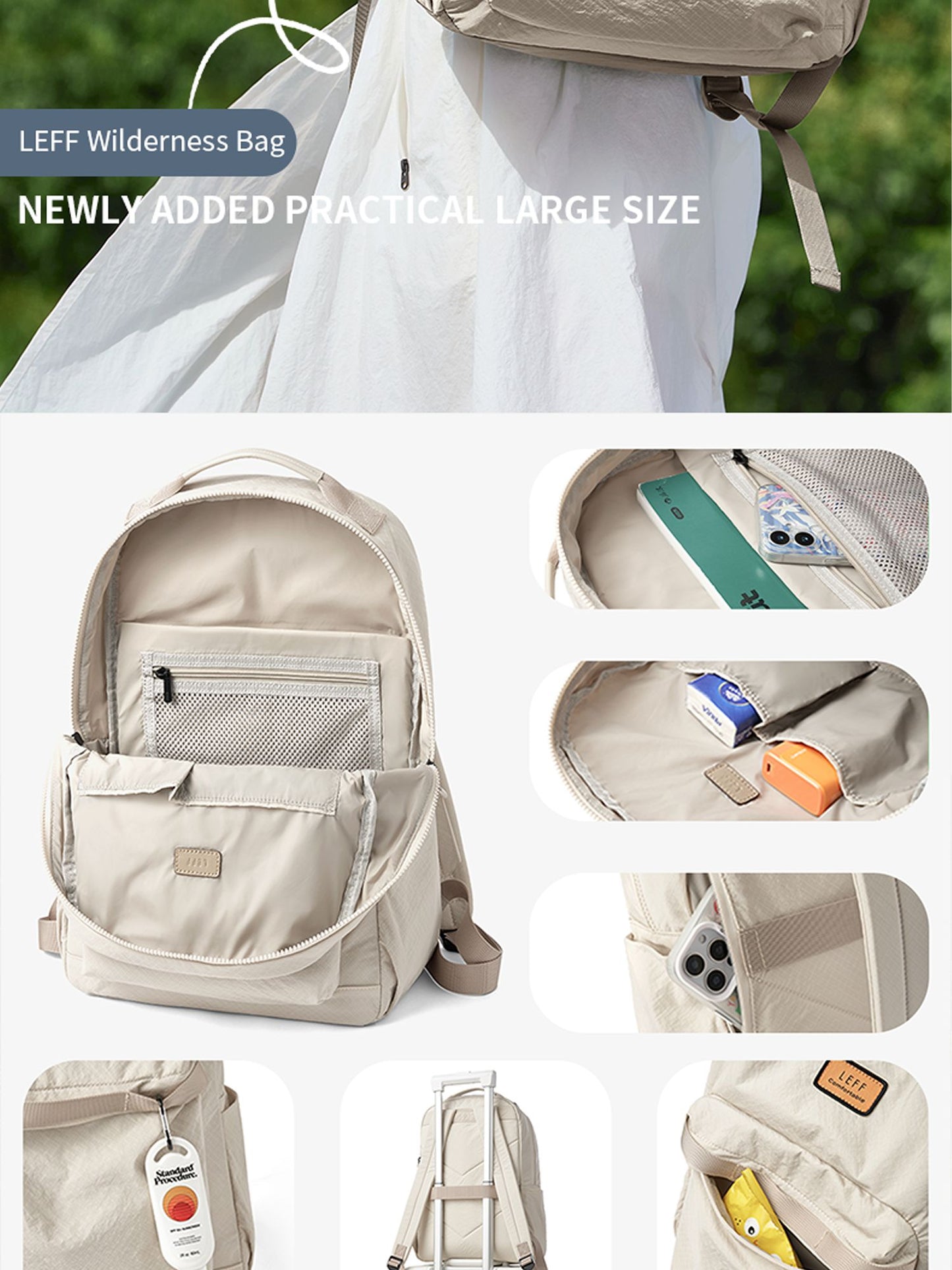 LEFF New Fashion Backpack For Women High Quality Outdoor Travel Waterproof Backpacks Laptop Commuting Bag High End Female Bags