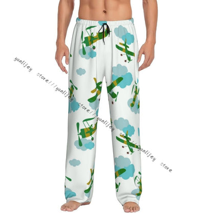 Men Sleep Bottoms Male Lounge Trousers Men's Airplanes And Clouds Pajama Pants