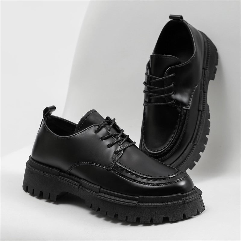 Thick Sole Formal Black Men Leather Shoes Luxury Brand Designer Platform Casual Shoes Wedding Dress Oxfords Shoes Men Work Shoes