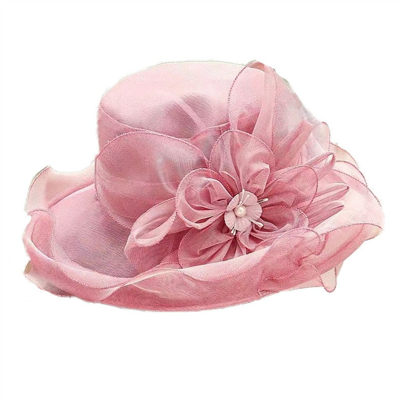 1 Chapéu Feminino De Organza Com Babados E Aba Larga Chapéu De Sol De Verão Para Noivas Estilo Europeu E Americano Chapéu Requintado Para Festas E Praia