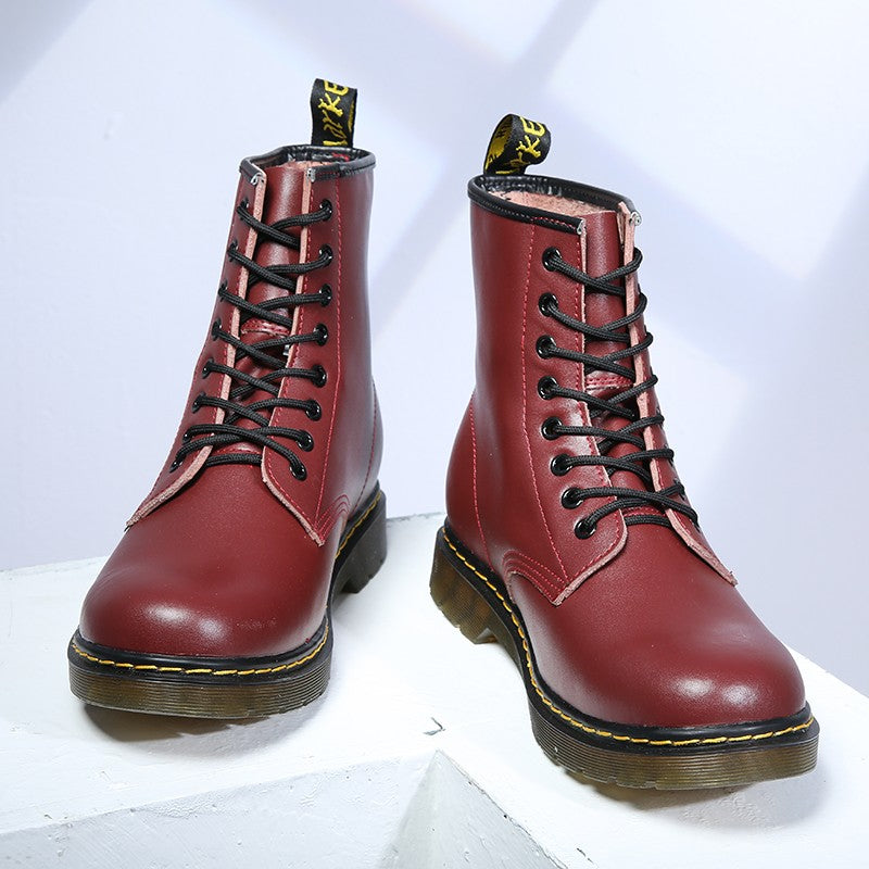 Men Genuine Leather Classic Six Hole Boots Fashion British Style Riding Short Ankle Boots Outdoor Boots Size 35-48 Women's Boot