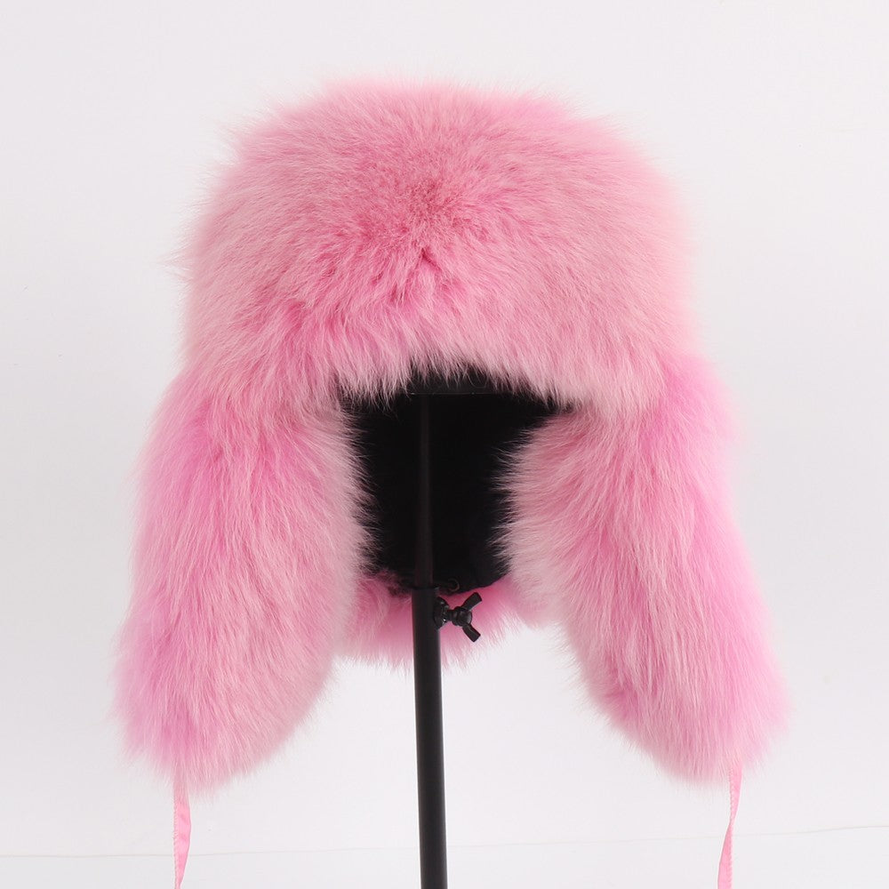 2025 Novo Chapéu Feminino Ushanka Russo de Pele de Raposa Natural Inverno Grosso Quente Orelhas Moda Chapéu Bomber Senhora Gorro Genuíno de Pele de Raposa Real