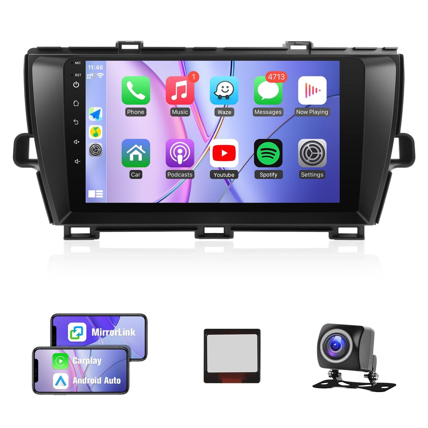 Tela de toque IPS de 9 polegadas para rádio automotivo Prius com Carplay Android Auto/Bluetooth/GPS/WiFi/MIC+Canbus para Toyota Prius (compatível com J.B.L)