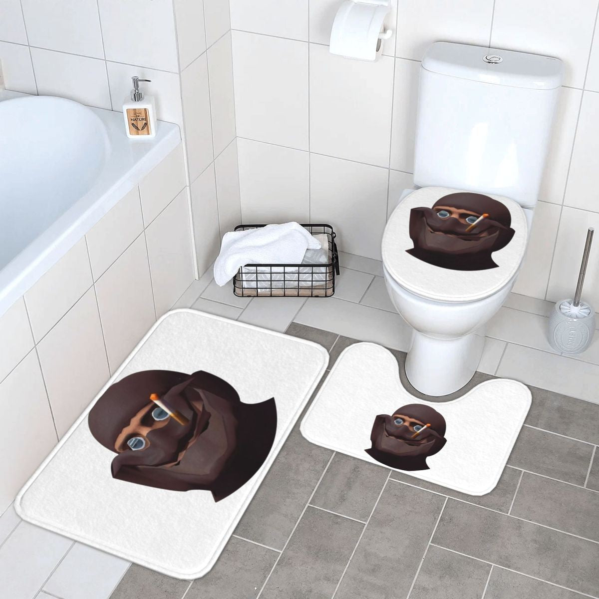 Team Fortress 2 TF2 3 Pcs Bath Mat Bathroom Set Toilet Lid Cover Home Decor Non-Slip Carpet Floor Rug