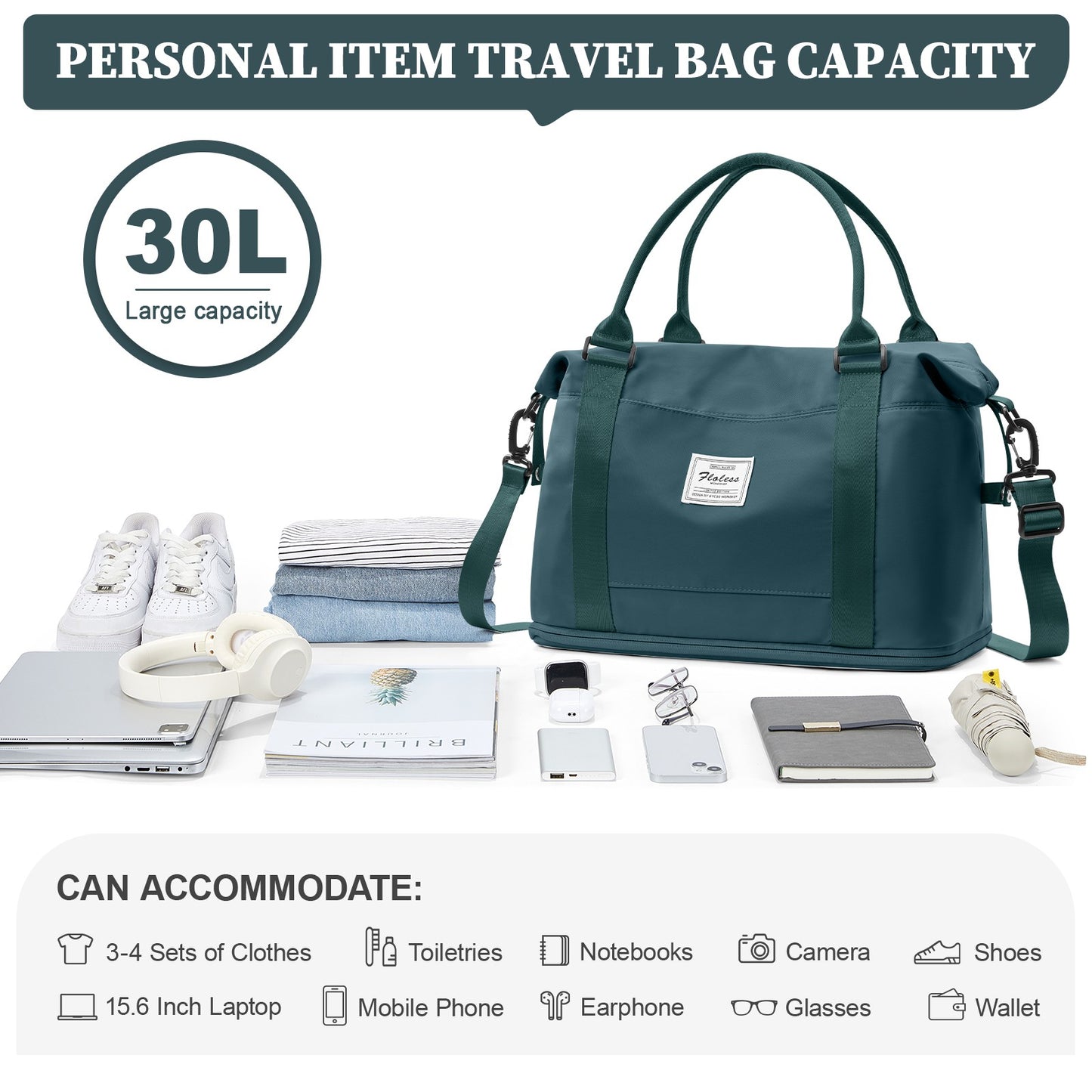 Travel Bags for Women Men, Expandable Handbag Travel Duffle Bag for Plane Ryanair 40x20x25 Cabin Weekend Bag Gym Bag Sports Bag