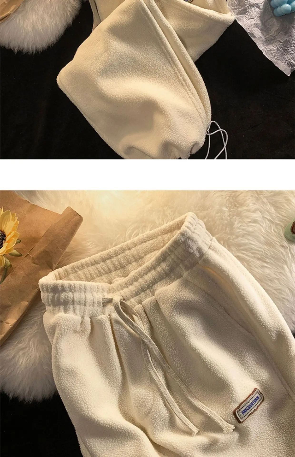 Lamb Velvet Thickened Fleece Women's Casual Pants Autumn Winter Warm Outdoor Wear Loose Fit Sports Trousers