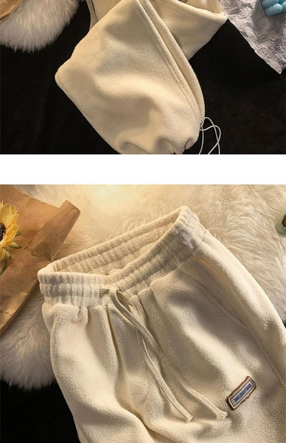 Lamb Velvet Thickened Fleece Women's Casual Pants Autumn Winter Warm Outdoor Wear Loose Fit Sports Trousers
