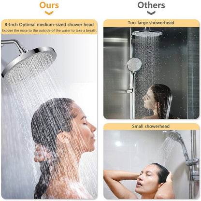 6 Inch Round Booster Shower Set Fully Electroplated Shower Head Home Set Bathroom Extension Shower Rod Set For Bathroom