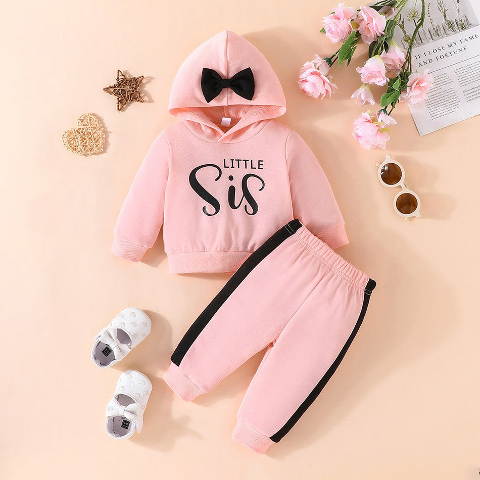Comfort Fashion Spring-Autumn Baby 2-Piece Clothing Set Children Long Sleeve Hoodie and Color Blocked Pants Everyday Wear Sets