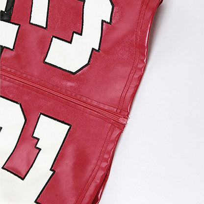 Women Crop Coat New Streetwear Fashion Letter Print Autumn Casual Sporty Wild Clothing Uniform Trend Female Faux Leather Jacket