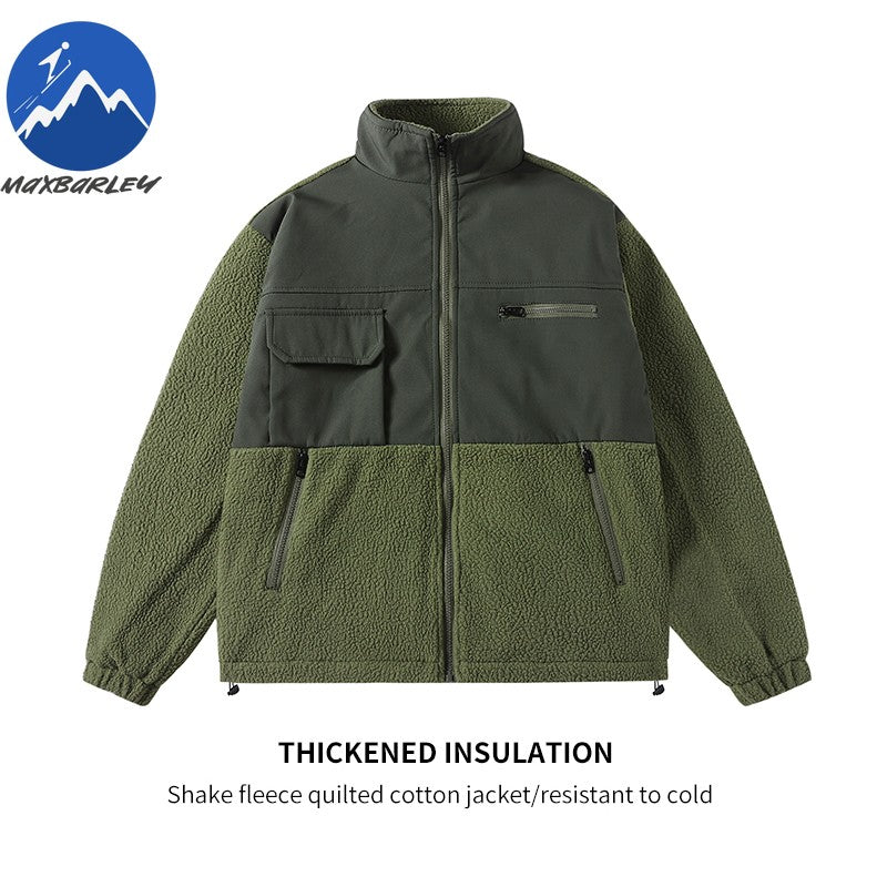 Maxbarley 2025 Winter Cotton Padded Jacket Men Brand Trendy Lambskin Cold-proof Windproof Jacket Casual Camping Ski Fleece Parka