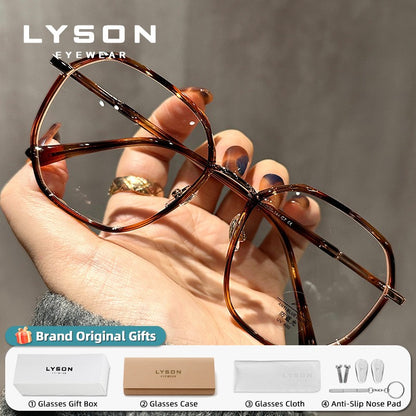 LYSON New Fashion Large Polygonal Women Reading Glasses Anti Blue Light Progressive Prescription Glasses Myopia Optical Eyewear