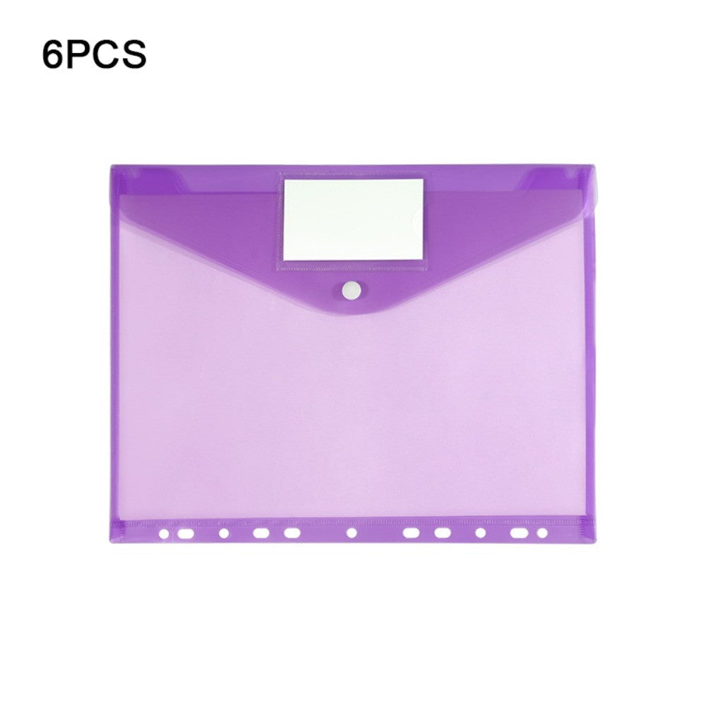 6 pcs Colorful Plastic Binder Folders Clear A4 Binder Pocket Snap Closure 11 Holes Punched Pockets Home Office