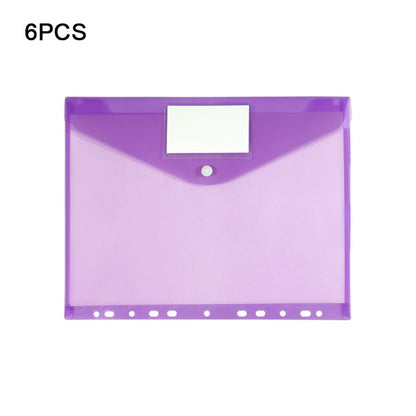 6 pcs Colorful Plastic Binder Folders Clear A4 Binder Pocket Snap Closure 11 Holes Punched Pockets Home Office