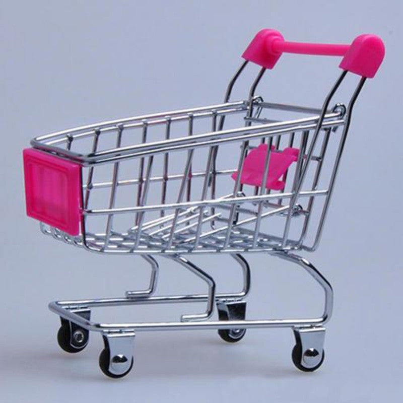 Mini Supermarket Shopping Trolley Cart Desktop Model Children's Toys Home Decoration Miniature
