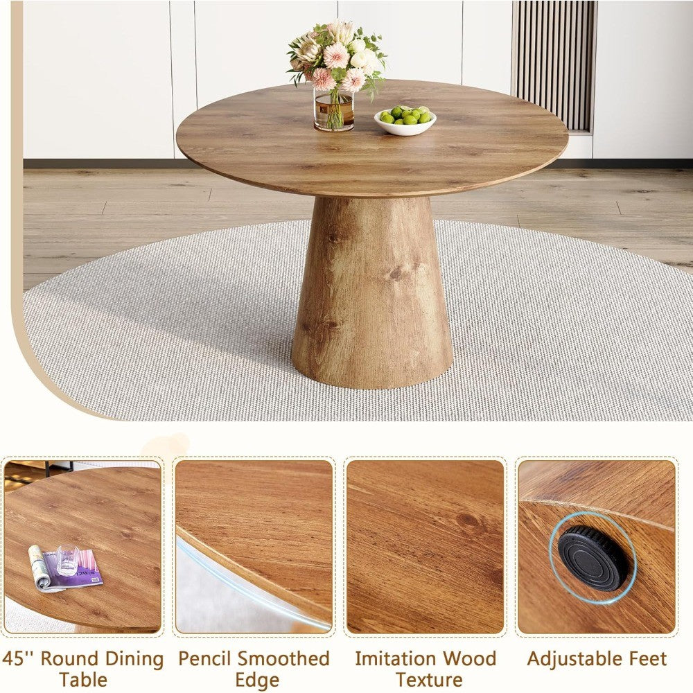 Round Dining Table 45'' | Wood Dining Room Table for 4-6 | Space Saving Round Kitchen Table for Kitchen Dining Room