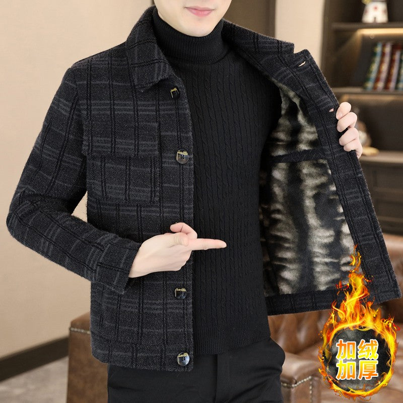 2023 Winter Plaid Woolen Jackets Men Fashion Slim Fit Thickened and Warm Trench Coat Casual Business Streetwear Overcoat M-4XL