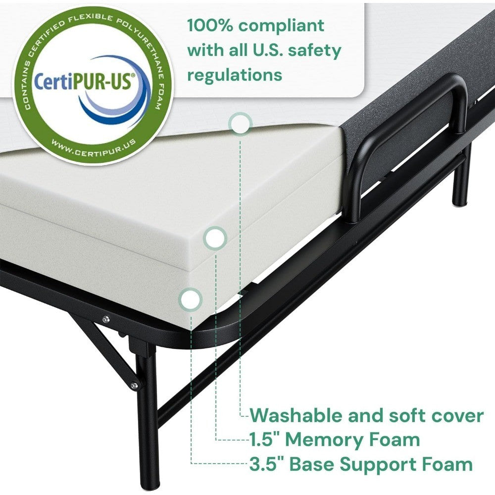 Folding Bed 75" x 31" with Mattress, Rollaway Guest Portable Foldable Extra Bed for Adults, Fold up Bed with 5" Memory