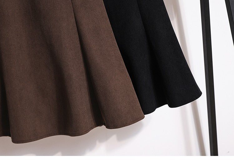 Plus Size Skirt Women 2024 Winter High Waist Elastic Velvet A Line Mermaid Skirt Korean Style Elegant Brown Or Black Long Skirts