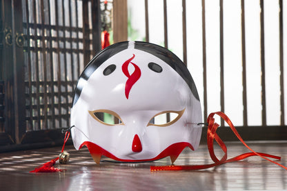 Half Face COS Ancient Style Red Makeup Awakening Headwear Face Mask Japanese Fox Halloween Mask