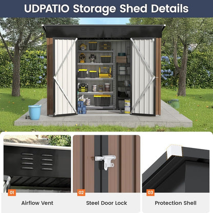 Outdoor Storage Shed 8x4 FT, Outside Sheds & Outdoor Storage Metal Galvanized Steel Yard, Patio, Lawn, Tool Shed with Lockable