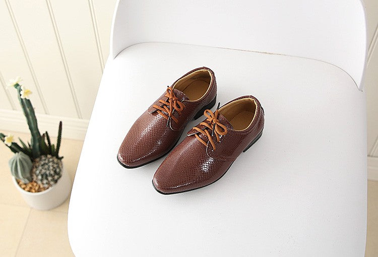 Iawesome Boys Leather Shoes Kids Flats Lace-up Children's Wedding Shoes For Toddlers Boy Big Boys Fashion For Performance