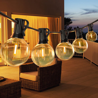 Solar String Lights Outdoor with Remote LED Shatterproof Bulbs Dimmable G40 Solar String Lights for Outside Backyard Party Decor