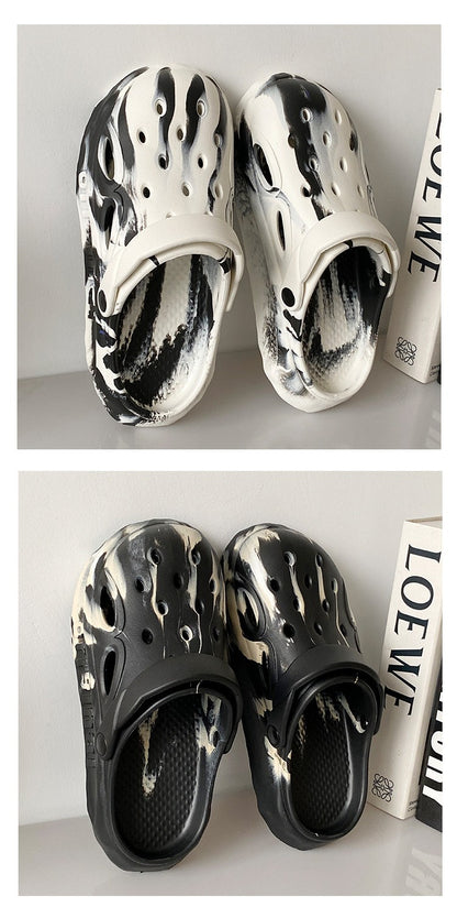 Shevalues Fashion Men Clogs Slippers Casual Hole Beach Sandals Outdoor Men Garden Shoes Summer Soft Sandals Home Bathroom Slides