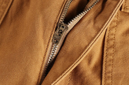 2025 Spring New American Retro Amekaji Heavyweight Woven Cargo Pants Men's Simple 100% Cotton Washed Straight Casual Trousers