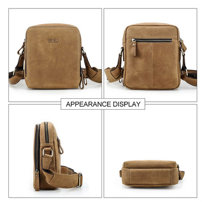 CONTACT'S Genuine Leather Men's Messenger Bag Vintage Sling Shoulder Bags for 7.9" iPad Mini High Quality Male Crossbody Bag Men