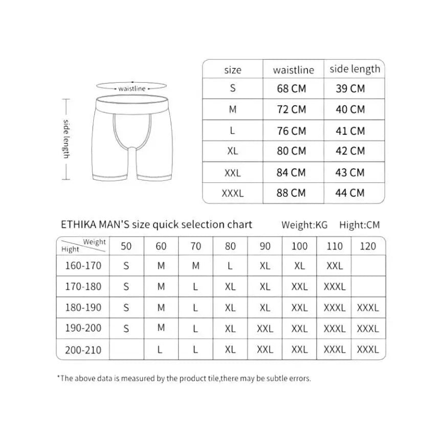 ETHIKA Men'S Underwear Solid Color 100% Cotton Breathable Underware Casual Men Boxer Briefs Shorts Sweatpants Black Plus Size