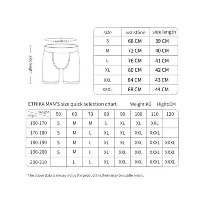 ETHIKA Men'S Underwear Solid Color 100% Cotton Breathable Underware Casual Men Boxer Briefs Shorts Sweatpants Black Plus Size