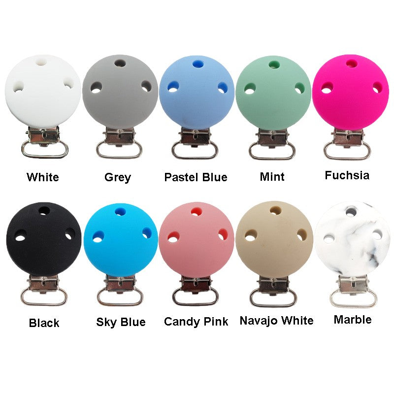 Chenkai 10PCS Round Bear Star Silicone Teether Clip DIY Baby Pacifier Dummy Chain Holder Soother Nursing Jewelry Toy Clips