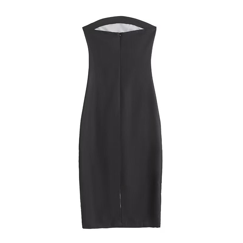 Sexy Strapless Backless Printed Long Dress Women Fashion Sleeveless Off Shoulder